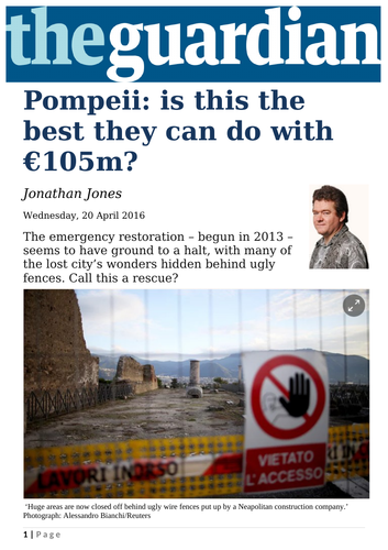 Newspaper article: Pompeii: Is this the best they can do with €105m?