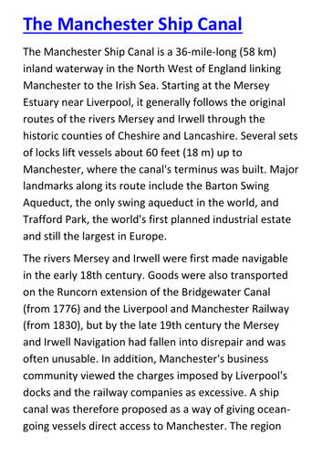 The Manchester Ship Canal Handout