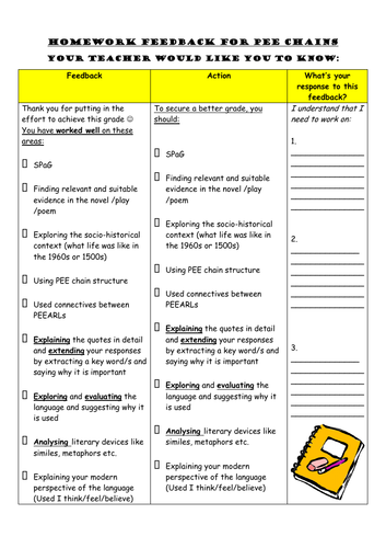 HW - PEE Assessment Feedback Sheet