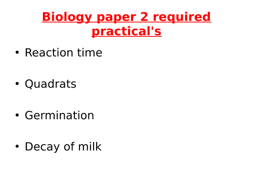 AQA Biology 1-9 Paper 2 required practical Topics