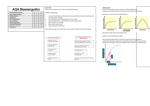 4. Bioenergetics Revision Broadsheet (AQA Combined Science Trilogy GCSE)
