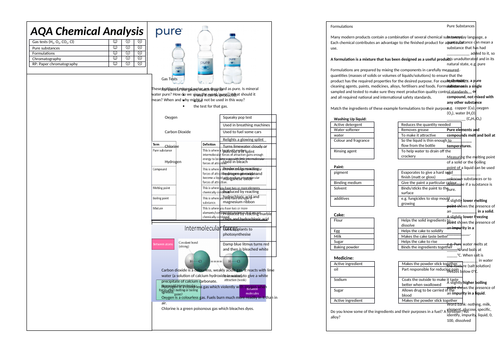 15. Chemical Analysis Revision Broadsheet (AQA Combined Science Trilogy GCSE)