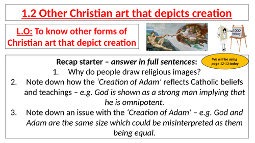 AQA B GCSE - 1.2 - Other Christian art that depicts creation