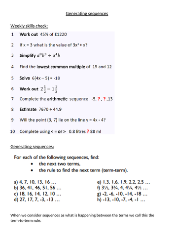 Generating sequences