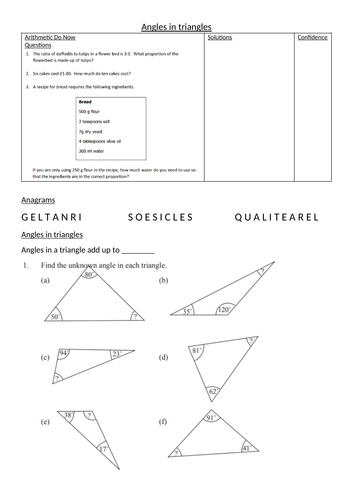 Angles in a triangle