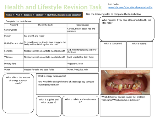 HEALTH AND LIFESTYLE REVISION TASK