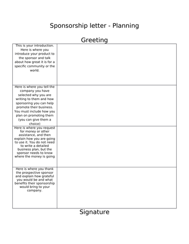 Writing a sponsorship letter