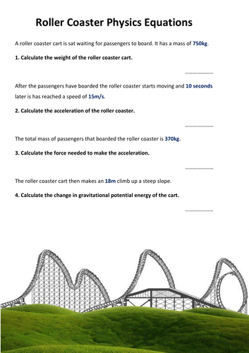 Roller Coaster Physics Equations Teaching Resources