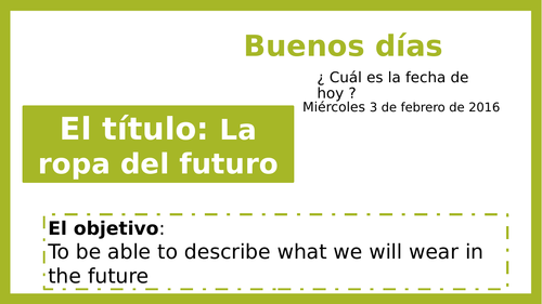 KS3 - KS4 Spanish La moda - La ropa del futuro - Clothes future tense