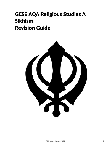 Sikhism Revision Guide for AQA Unit 1: Beliefs and Teachings