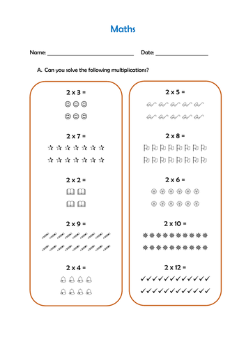 A 2 times table Activity