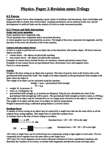 AQA GCSE Physics-Paper 2 Revision notes