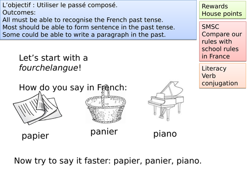 the formation of the perfect tense  - le passé composé.