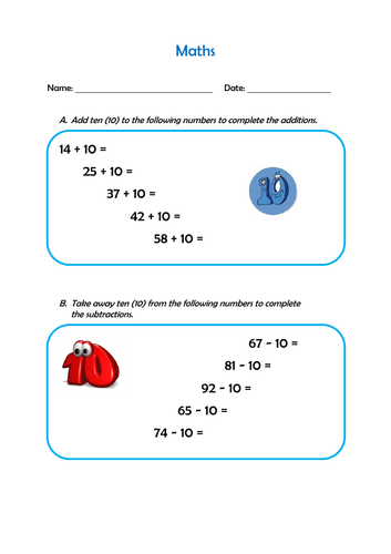 Add and Subtract Ten (10)