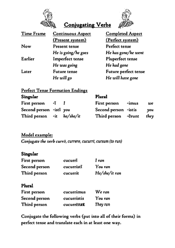 Conjugating Latin Verbs Beginner To Intermediate Worksheet Teaching Resources