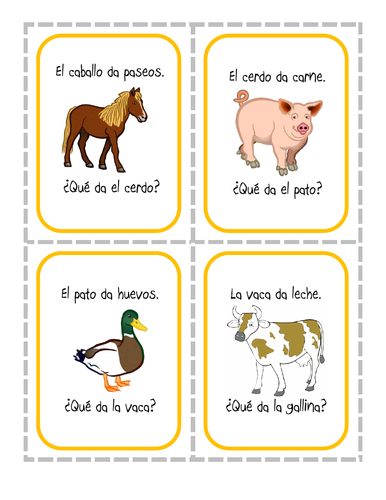 Los animales de granja (Beneficios) - Juego de preguntas encadenadas