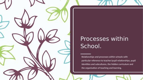 Processes within school - AQA SCLY 1