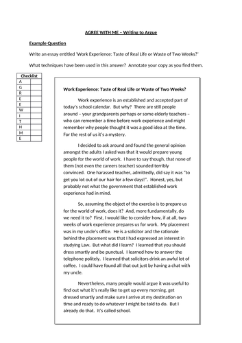 AGREE WITH ME & A FOREST Sample Answers