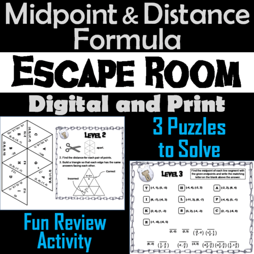 Midpoint and Distance Formula Game: Geometry Escape Room - Math