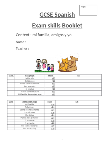 Mi familia, amigos y yo -  GCSE Spanish skills booklet