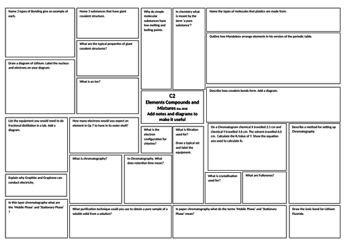 OCR Gateway GCSE 9-1 C1 C2 C3 C4 C5  C6 Revision Broadsheets