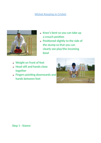 Wicket Keeping Resource Card