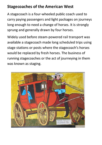 Stagecoaches of the American West Handout