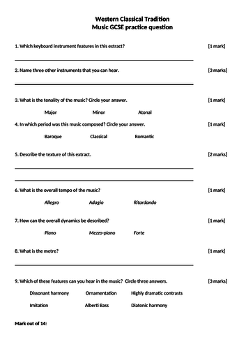 Western Classical Tradition listening question