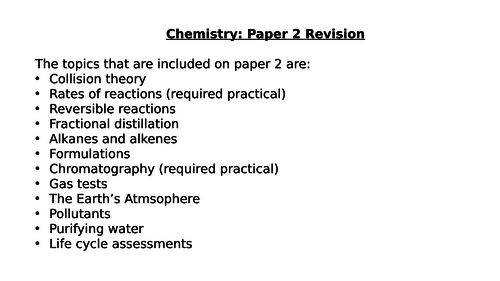 Chemistry Paper 2 Revision (AQA 9-1 New Specification)