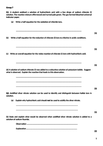 Periodicity, Group 2, Group 7