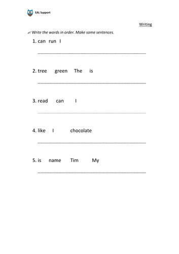 A Word Ordering Activity for EAL support