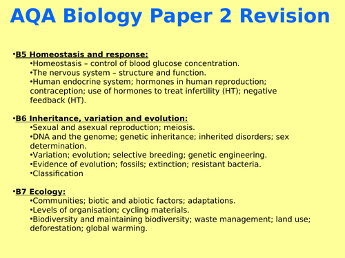 AQA Biology Paper 2 GCSE (Combined/Trilogy) Revision power point