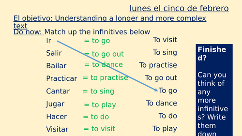 KS3 infinitives practise