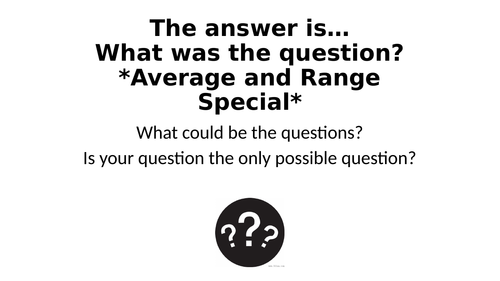 What Was The Question? - Average and Range Special