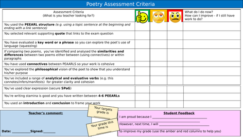 AQA Specification based Criteria Sheets (for the new linear GCSEs)
