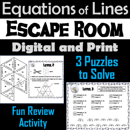 Equations of Lines: Algebra Escape Room - Math