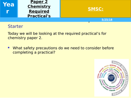 Chemistry paper 2. Required Practicals Revision lesson