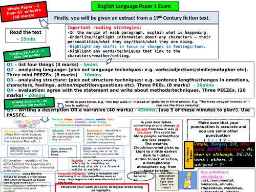 Differentiated AQA Paper 1 and 2 Revision Language Placemats