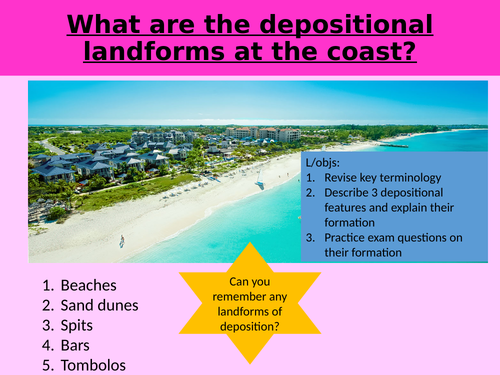 Landforms of deposition at the coast