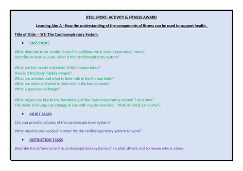 New BTEC Sport, Activity and Fitness Resources - Component 1