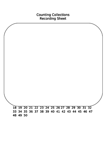 Counting Collections Recording Sheet