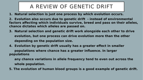 OCR A Level Genetic drift and speciation summary lesson