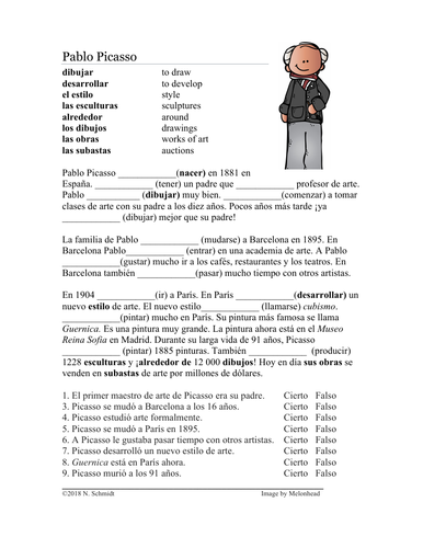 picasso-spanish-biography-worksheet-preterite-vs-imperfect-sub-plan-teaching-resources