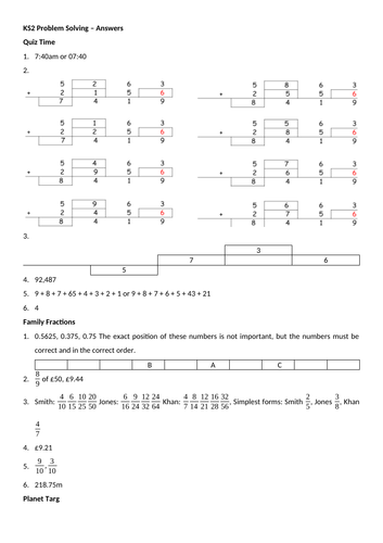 KS2 Maths Problem Solving Booklet