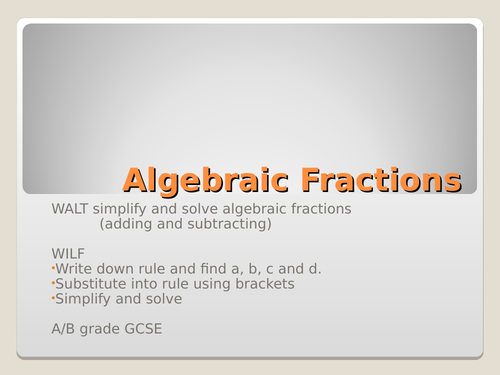 GCSE Edexcel Maths Algebra Fractions