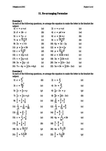 GCSE Edexcel Maths Algebra Formula