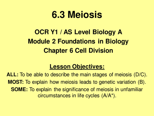 OCR Biology AS 2.6.3 Meiosis (New 2015 OCR Spec)