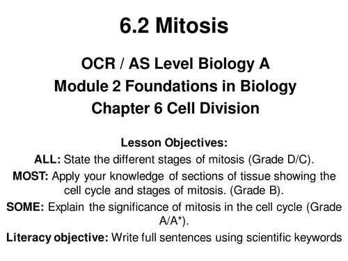 OCR Biology AS 2.6 Mitosis (New 2015 OCR Spec)