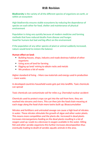 AQA GCSE BIOLOGY 9-1 CHAPTER B18: COMPLETE REVISION