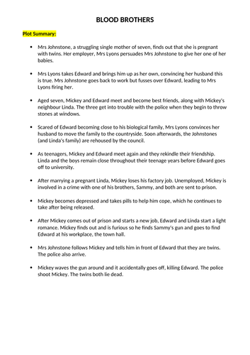 Blood brothers summary picture